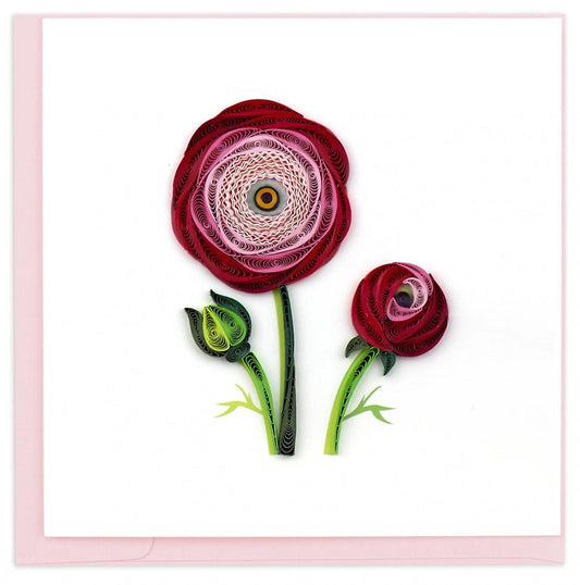 Quilled Ranunculus Flower Greeting Card