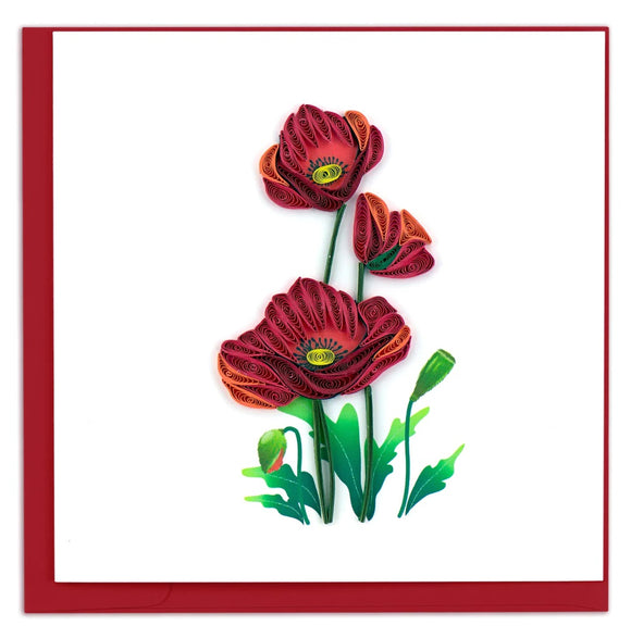 Quilled Red Poppies Greeting Cards Retired