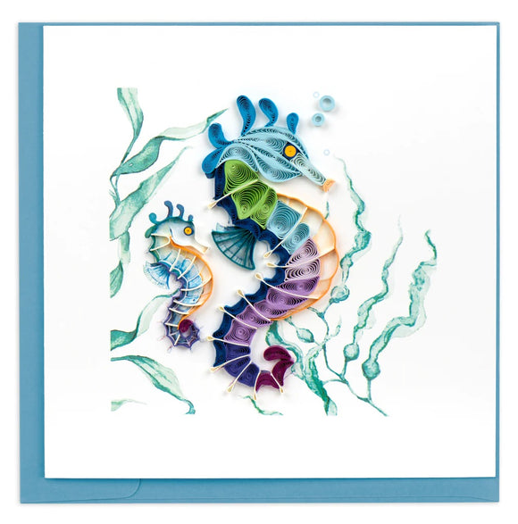 Quilled Colorful Seahorse Greeting Card NEW 2023
