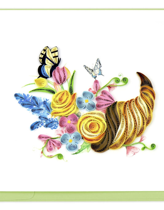 Quilled Spring Cornucopia Greeting Card