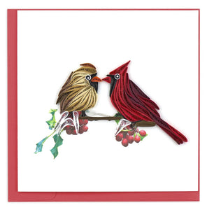 Quilled Two Cardinals Greeting Card Retired