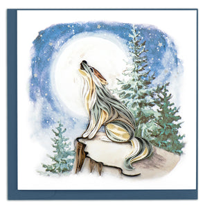 Quilled Howling Wolf Greeting Card New For 2023