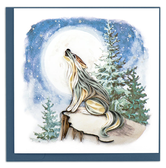 Quilled Howling Wolf Greeting Card New For 2023