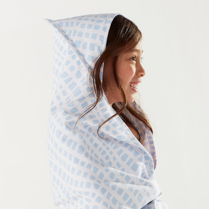 Norwex Kids Hooded Beach Towel - girl with hood up in Sea Turtle towel