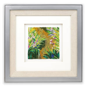 Quilled Card Frame with Linen Mat Black, Silver, Gold 6x6