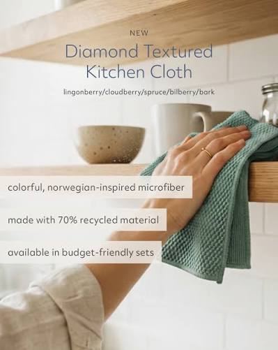 Norwex Diamond Textured Kitchen Towel and Cloth Set - Sage Green packaged