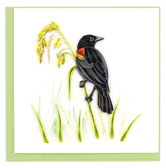 Quilled Red-Winged Blackbird Greeting Card Retired