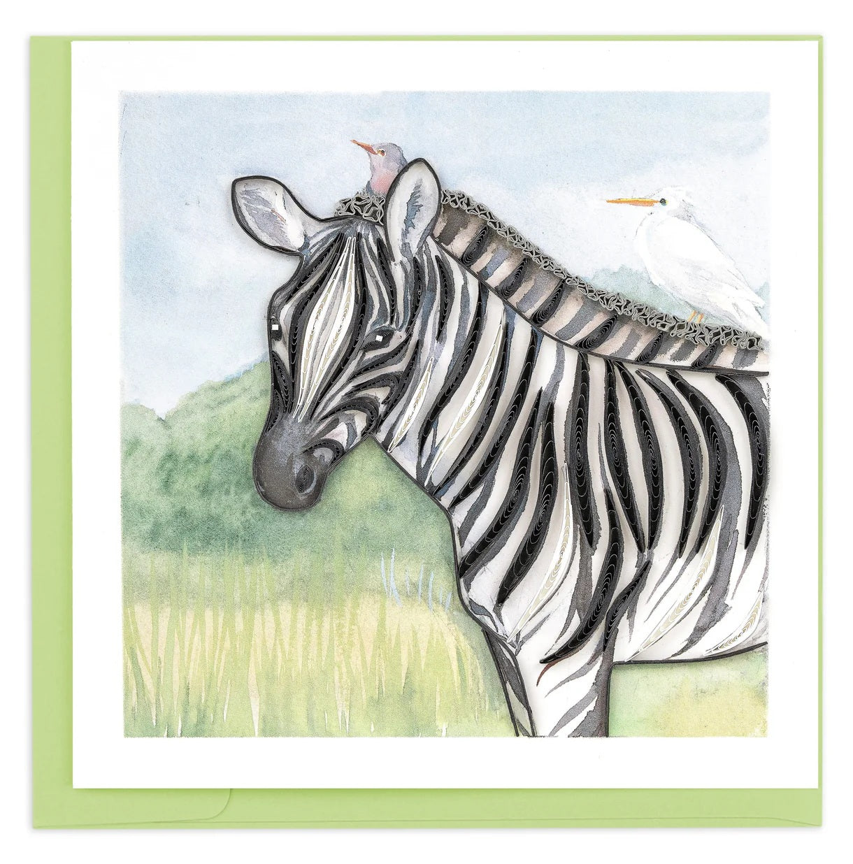 Quilled Zebra & Birds Greeting Card NEW 2026