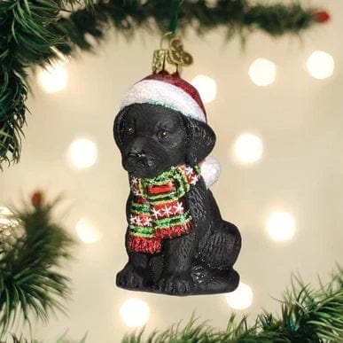 Old World Holiday Black Labrador Puppy Ornament