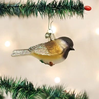 Old World Black capped Chickadee Ornament