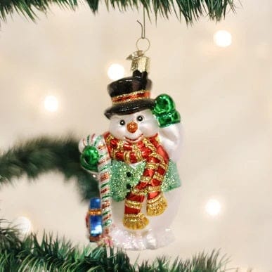 Old World Candy Cane Snowman Ornament