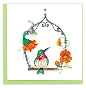 Quilled Hummingbird Swing Greeting Card