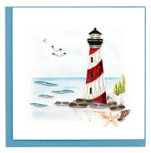 Quilled Red & White Lighthouse Greeting Card NEW FOR 2023