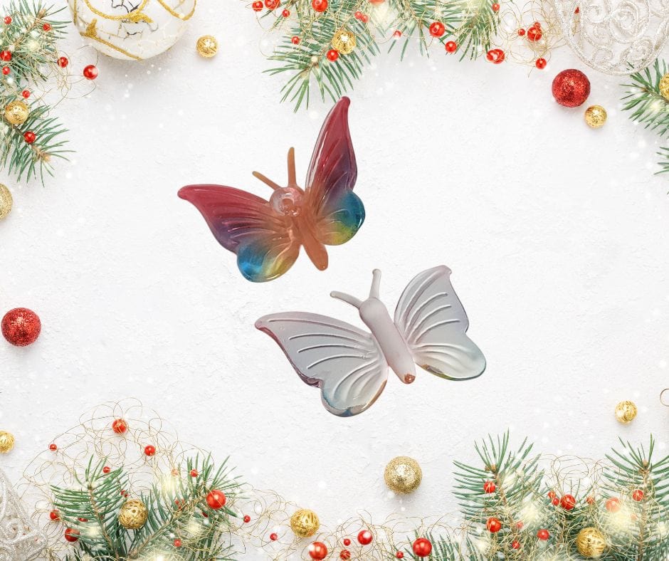 Egyptian Museum Glass Multi Colored Butterflies 0-971A  0-971B