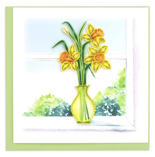Quilled Daffodil Vase Greeting Card RETIRED