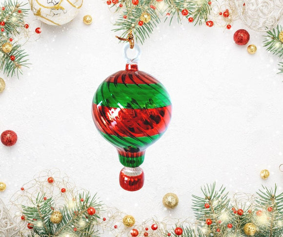 Egyptian Museum Glass Hot Air Ballon Shiny Colors SC-679 Green/ Red