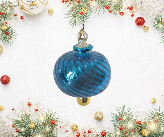 Egyptian Museum Glass Sphere Shape Ornament Teal/Blue SC-772
