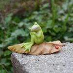 Beyond Behnke's Garden Gift Shop Frog Napping On Leaf with Ladybug Fairy Garden