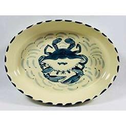 Blue Crab Hand Painted Stoneware 1.5 qt. Oval Casserole Dish - Small - Set of 2.