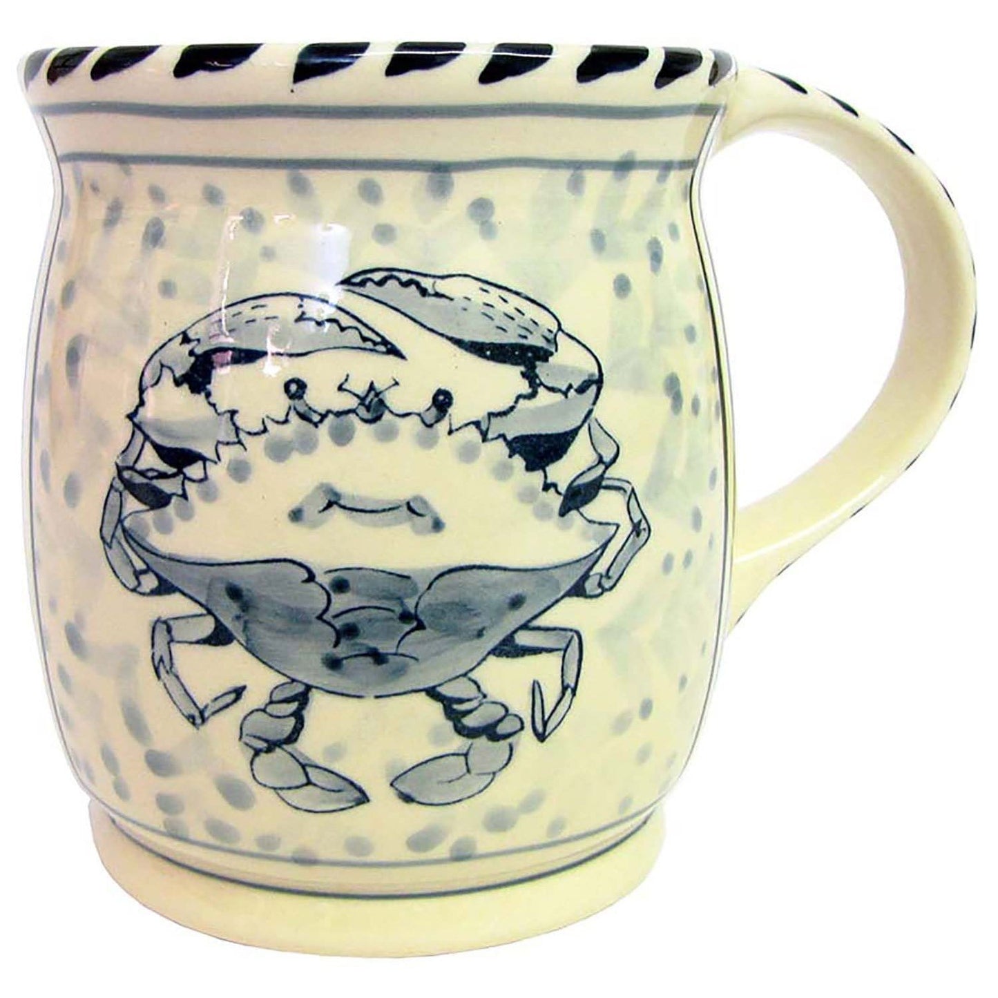 Blue Crab Hand Painted Stoneware 16 oz Mugs Set of 4  BACKORDERED.