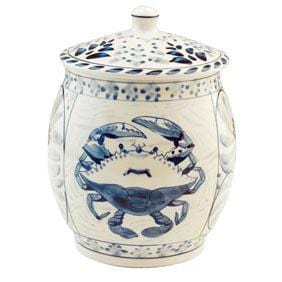 Blue Crab Hand Painted Stoneware Cookie Jar.