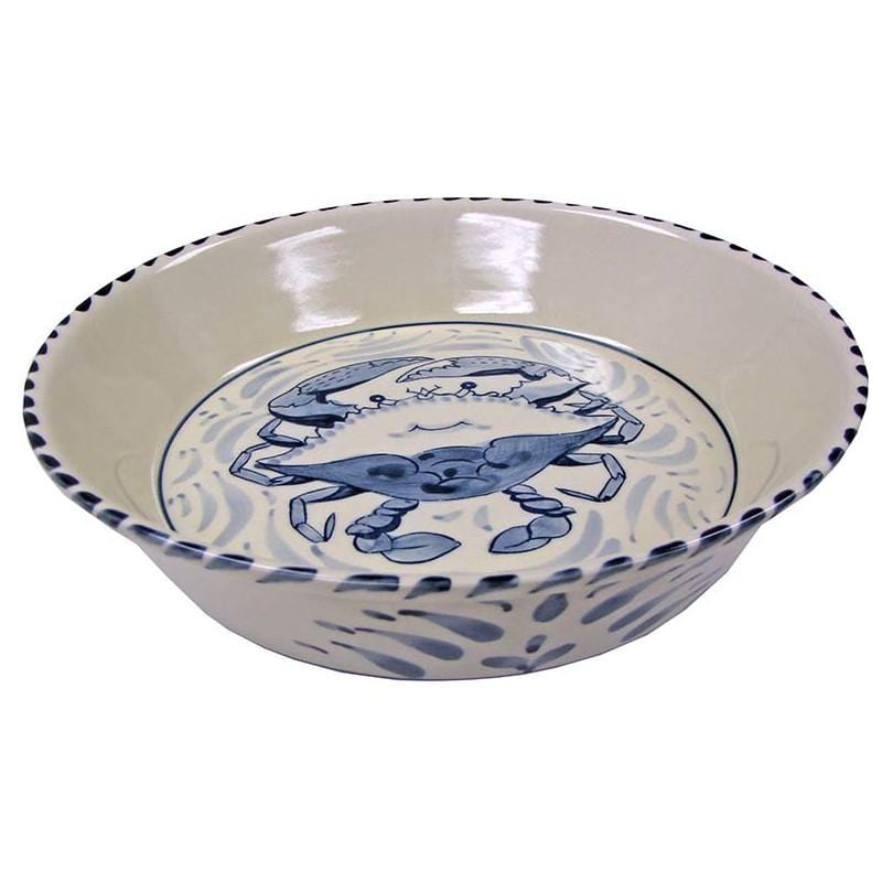 Blue Crab Hand Painted Stoneware Pie/Quiche Dish Set of 2.