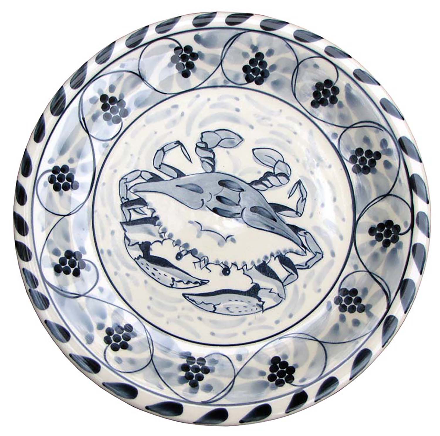 Blue Crab Hand Painted Stoneware Salad Plate Set of 4.