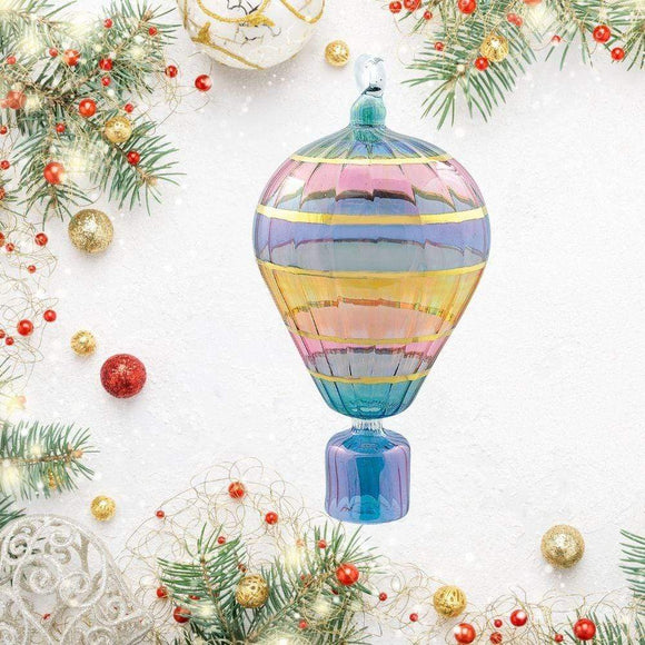 Egyptian Museum Glass Pastel Hot Air Balloon Ornament 0-715.