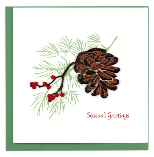 Quilled Holiday Pinecone Greeting Card Retired