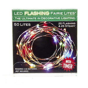 Battery Operated 50 Light Multi-Colored LED Fairy Twinkle Light Set.
