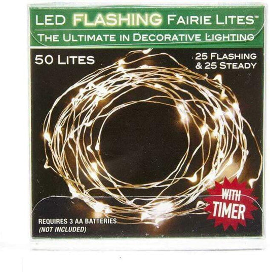 Battery Operated 50 Light Warm White LED Fairy Twinkle Light Set.