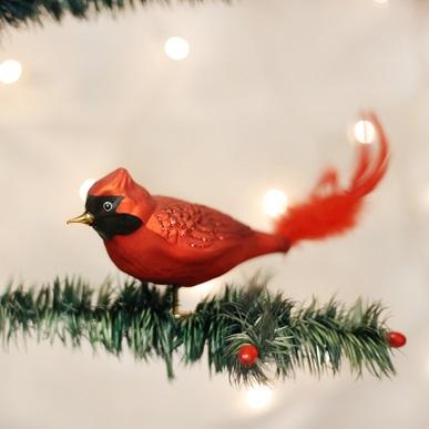 Old World Large Red Cardinal Ornament.