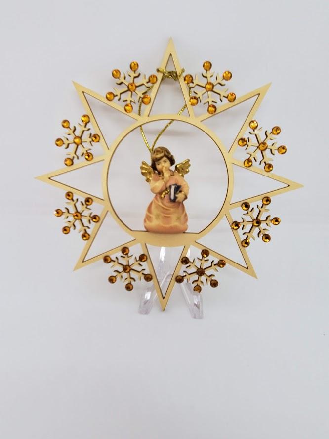 Ornament Star Swarovski Bell Angel Amber.