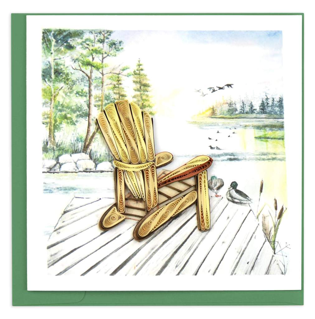Quilled Adirondack Lake Greeting Card.