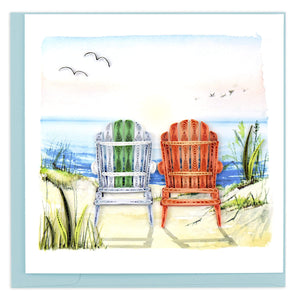 Quilled Beach Adirondack Chairs Greeting Card.
