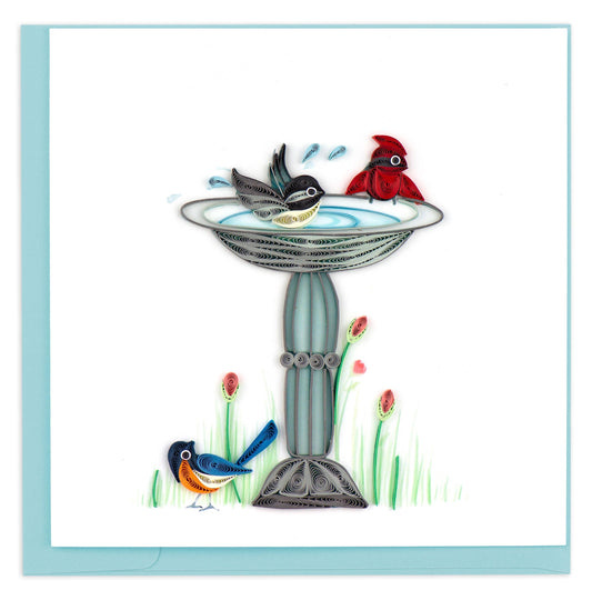 Quilled Bird Bath Greeting Card.