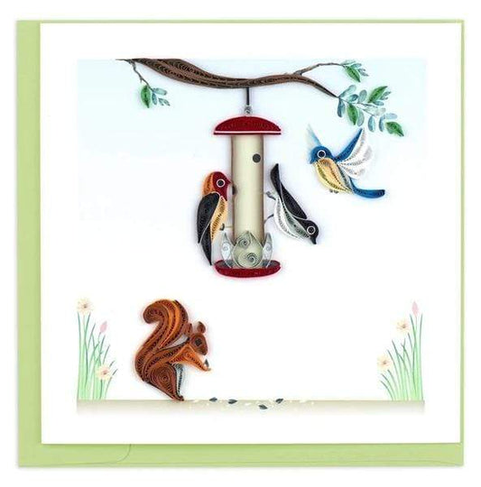 Quilled Bird Feeder Greeting Card.