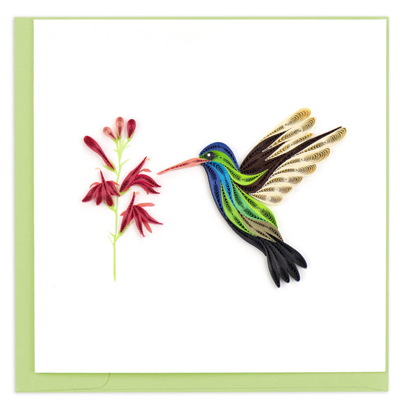 Quilled Broad-billed Hummingbird Greeting Card.