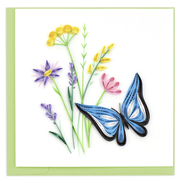 Quilled Butterfly & Wildflowers Greeting Card.