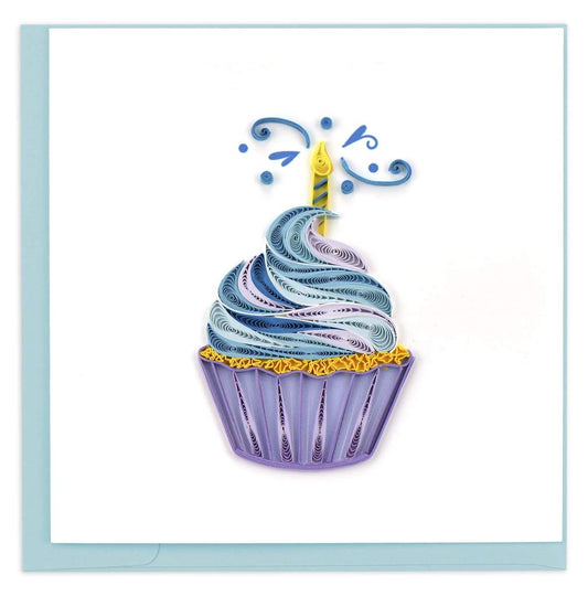 Quilled Cupcake & Candle Birthday Card.
