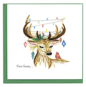 Quilled Deer Santa Christmas Card.