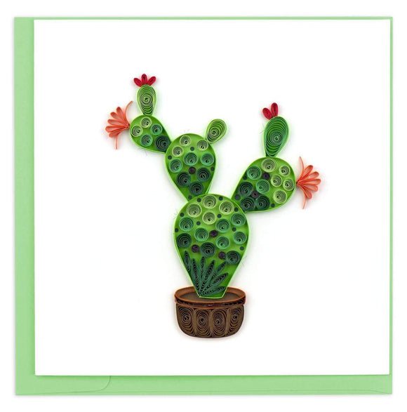 Quilled Prickly Pear Cactus Greeting Card.