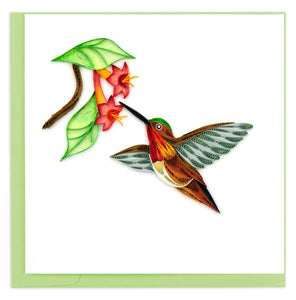 Quilled Rufous Hummingbird Greeting Card.