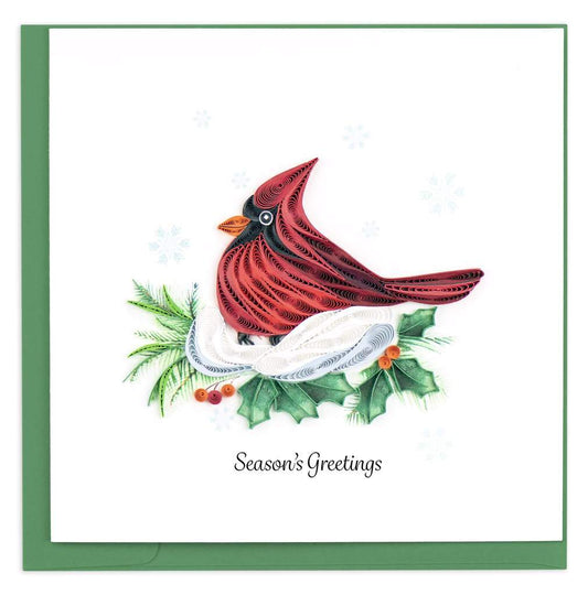 Quilled Snowy Cardinal Christmas Card.
