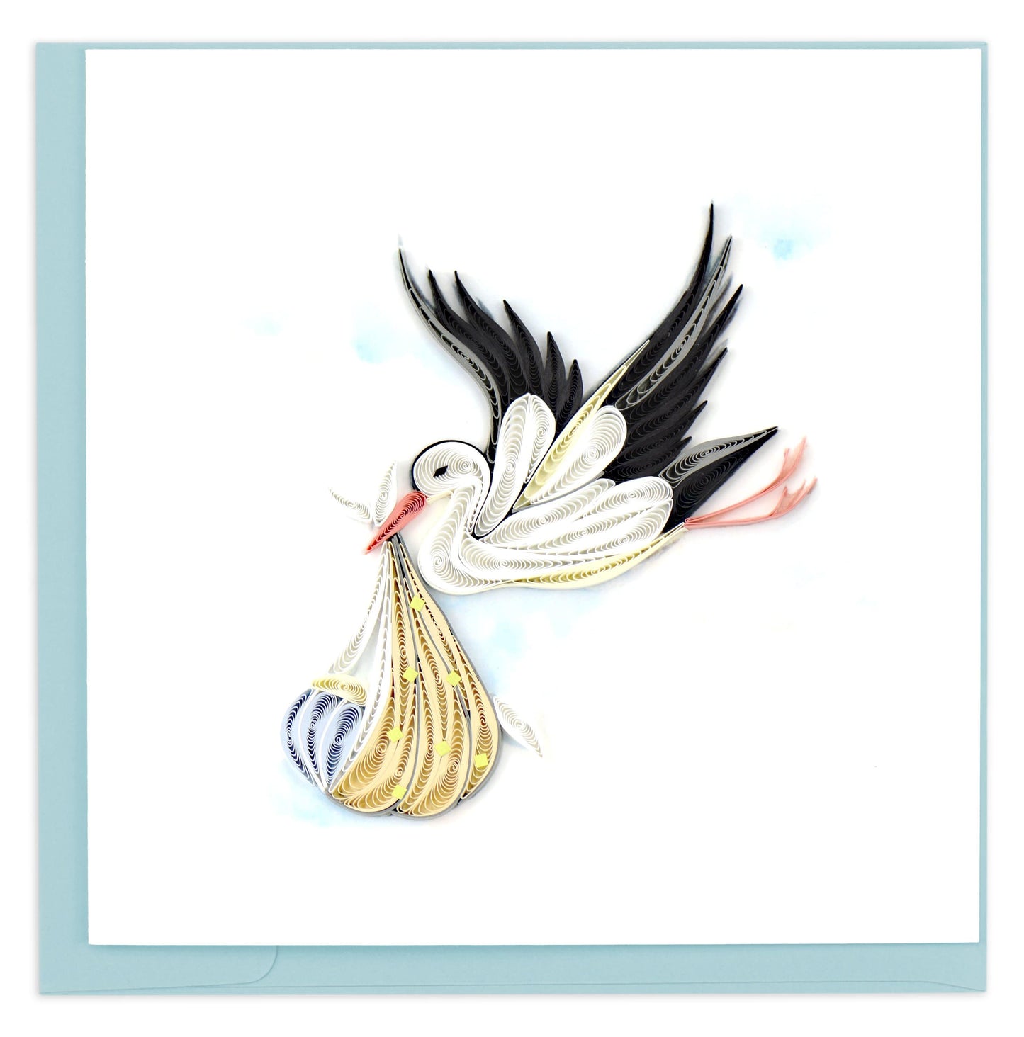 Quilled Special Delivery Stork Greeting Card.