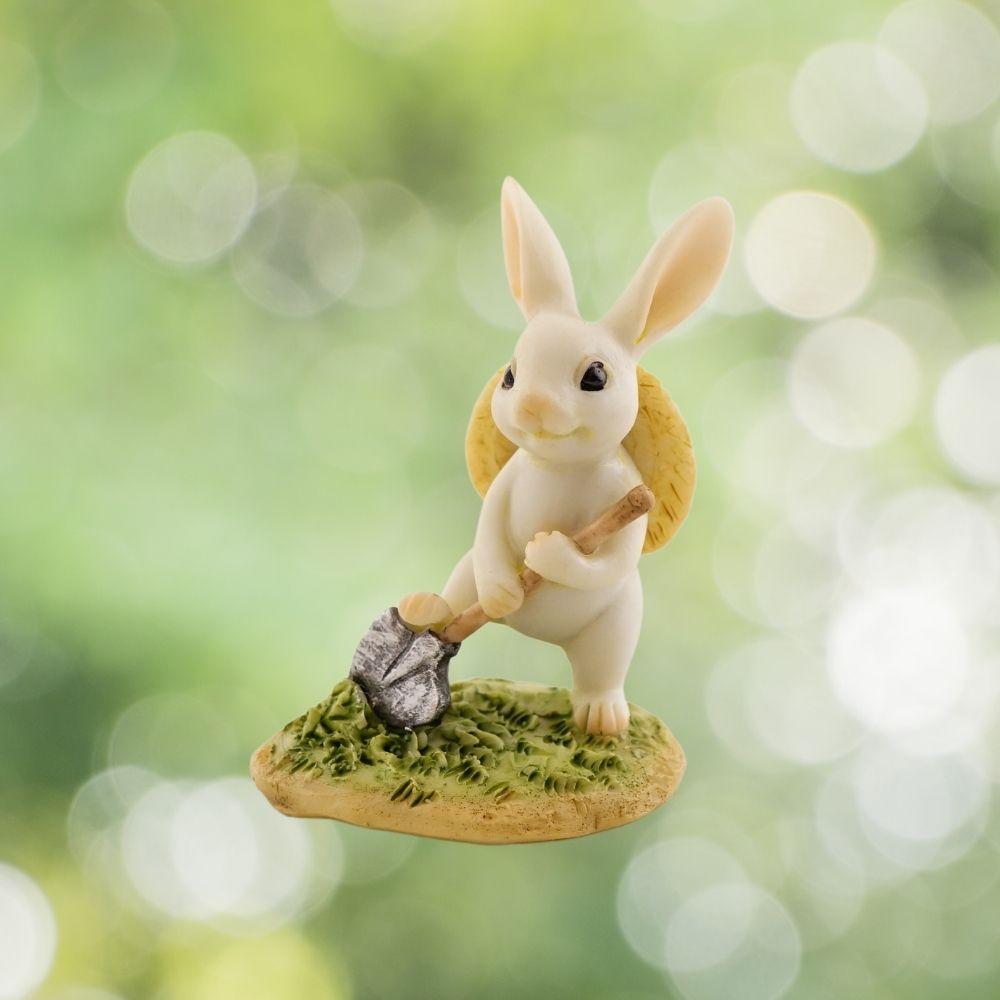 Fairy Bunny Gardener Digging.