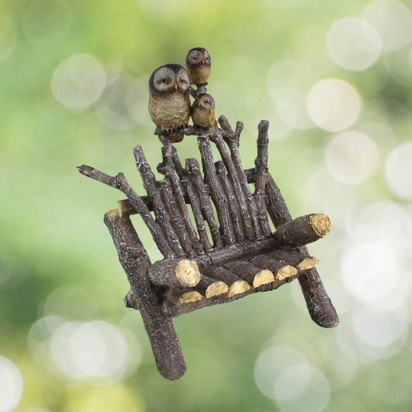 Fairy Furniture Chair with Owl Family.