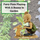 Fairy Garden Pixie Playing With Bunny.