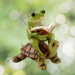 Frog Reading on Turtle.