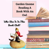 Garden Gnome Reading Book with Owl.